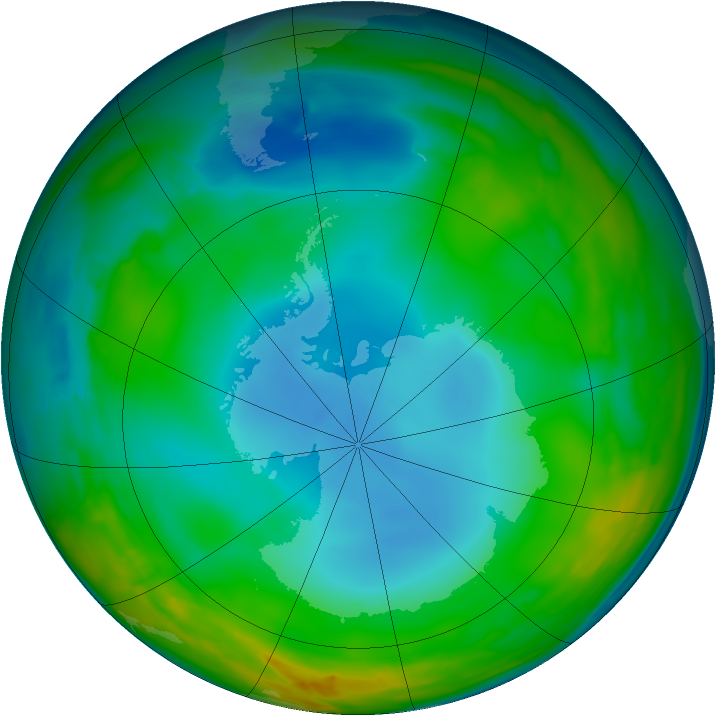 Antarctic ozone map for 28 June 2014